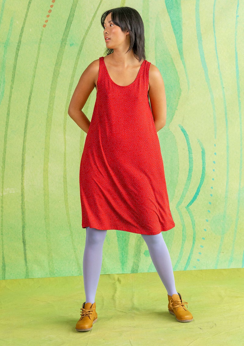 Ärmelloses Jerseykleid „Tilde“ aus Lyocell/Elasthan klarrot-gemustert