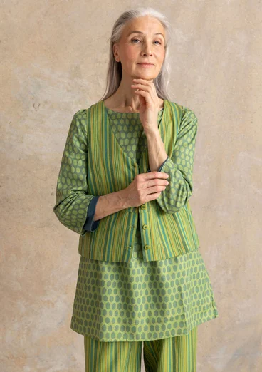 Webweste „Esme“ aus Bio-Baumwolle/Leinen - kiwi-gestreift