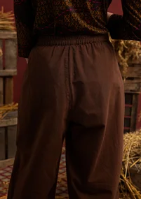 “Fields” embroidered organic cotton trousers - dark chokolate