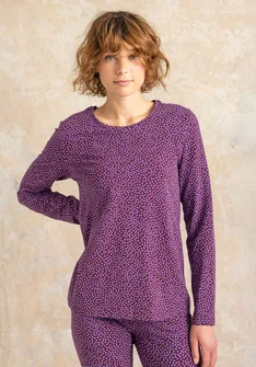 Gepunktetes oder einfarbiges Jerseyshirt „Ebba“ aus Baumwolle/Elasthan - aubergine-gemustert
