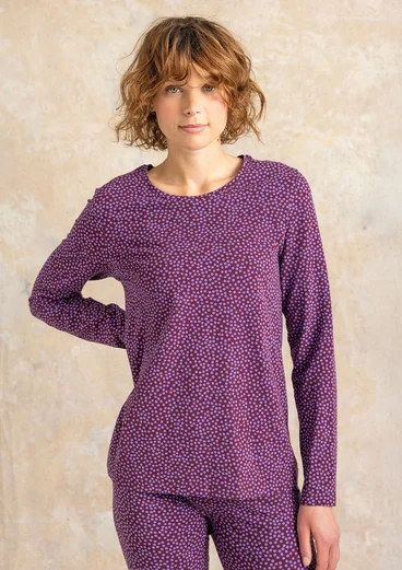 Gepunktetes oder einfarbiges Jerseyshirt „Ebba“ aus Baumwolle/Elasthan - aubergine-gemustert