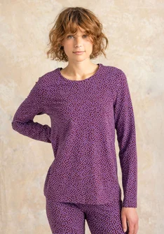 Gepunktetes oder einfarbiges Jerseyshirt „Ebba“ aus Baumwolle/Elasthan - aubergine-gemustert