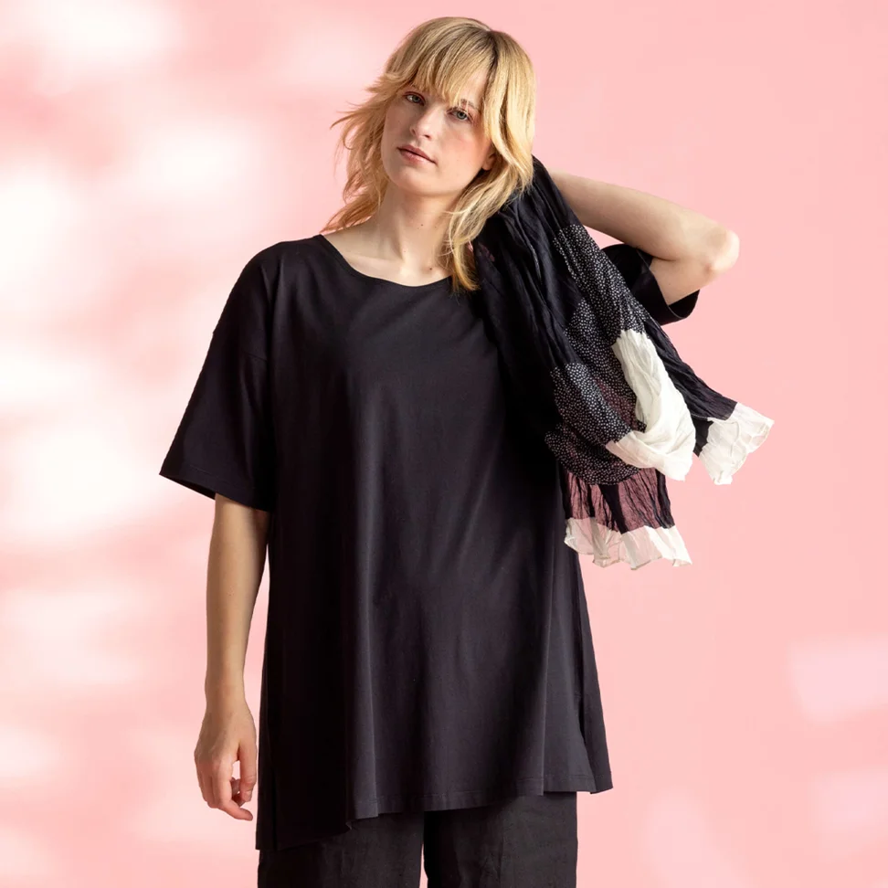 “June” organic cotton jersey tunic - black