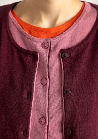 Strickjacke aus Bio-/Recycling-Baumwolle - aubergine