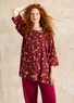 Tunique à motif/unie "Frida" en jersey de coton biologique (rouge agate foncé/motif L)