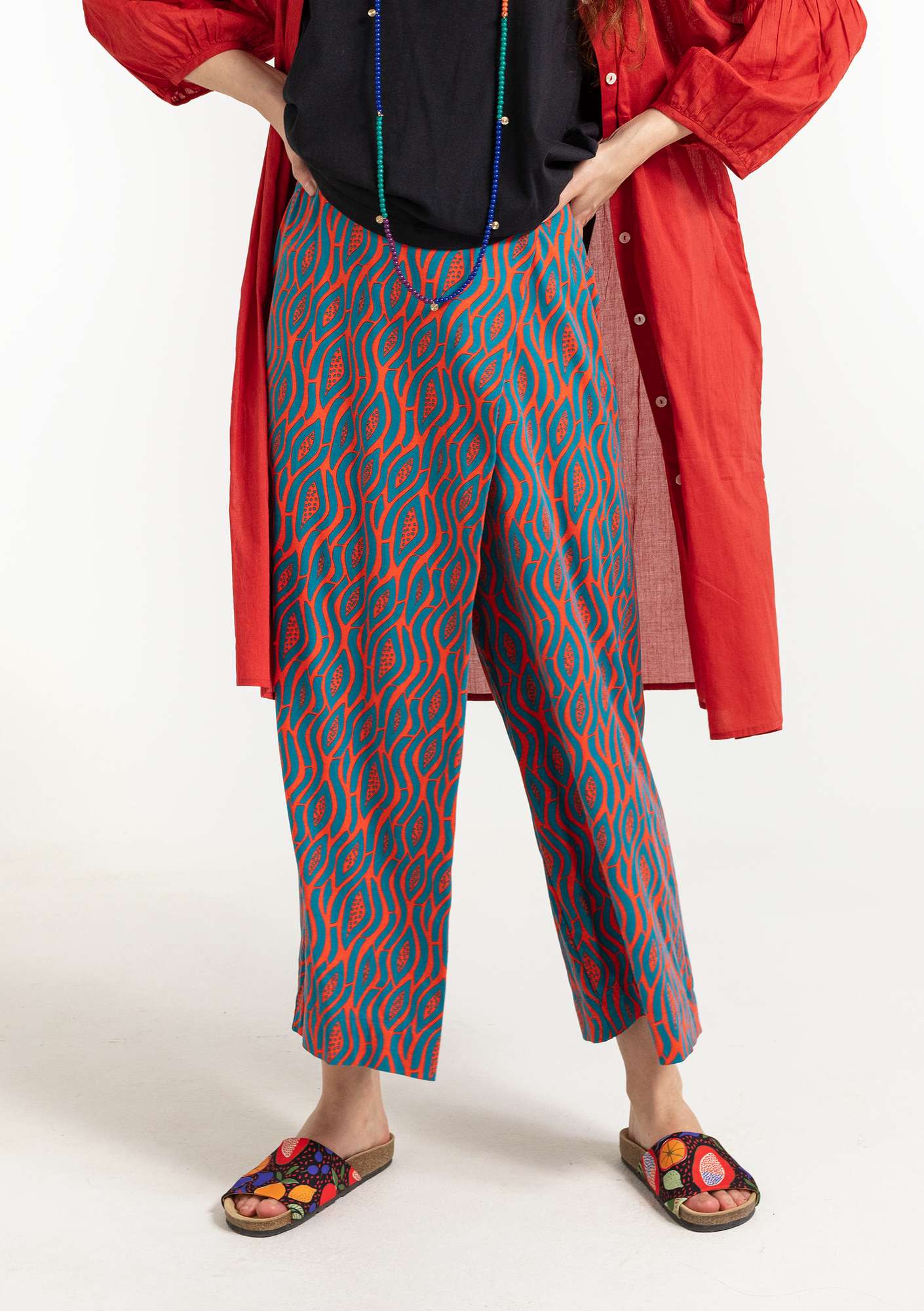 Pantalon  Zebra  en jersey de coton biologique/modal/élasthanne rouge lave thumbnail