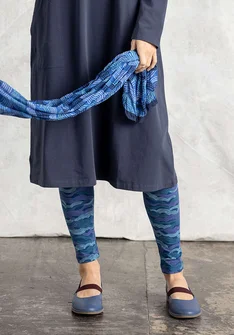 “Mona” organic cotton/elastane jersey leggings - indigo blue/patterned