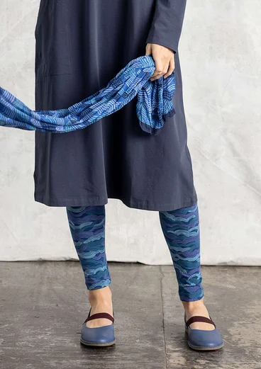 Tricot legging "Mona" van biologisch katoen/elastaan - indigoblauw/dessin