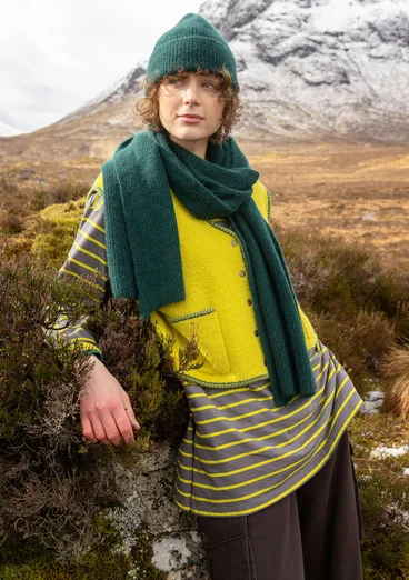 Strickweste „Sälen“ aus Wollbouclé - limettengrün