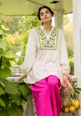 “Hilda” woven organic cotton tunic - ecru