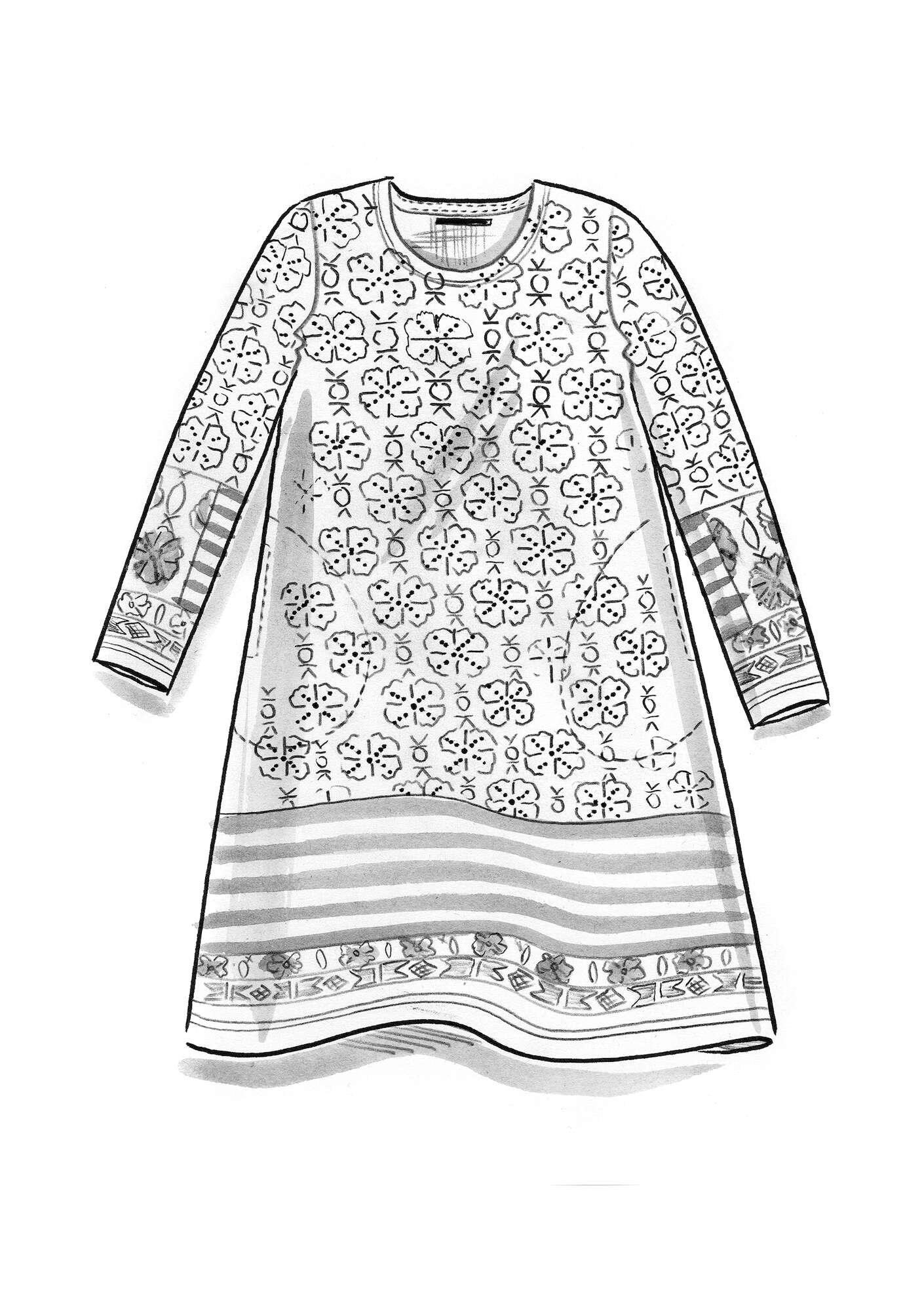 “Gårdby” jersey tunic in organic cotton allium