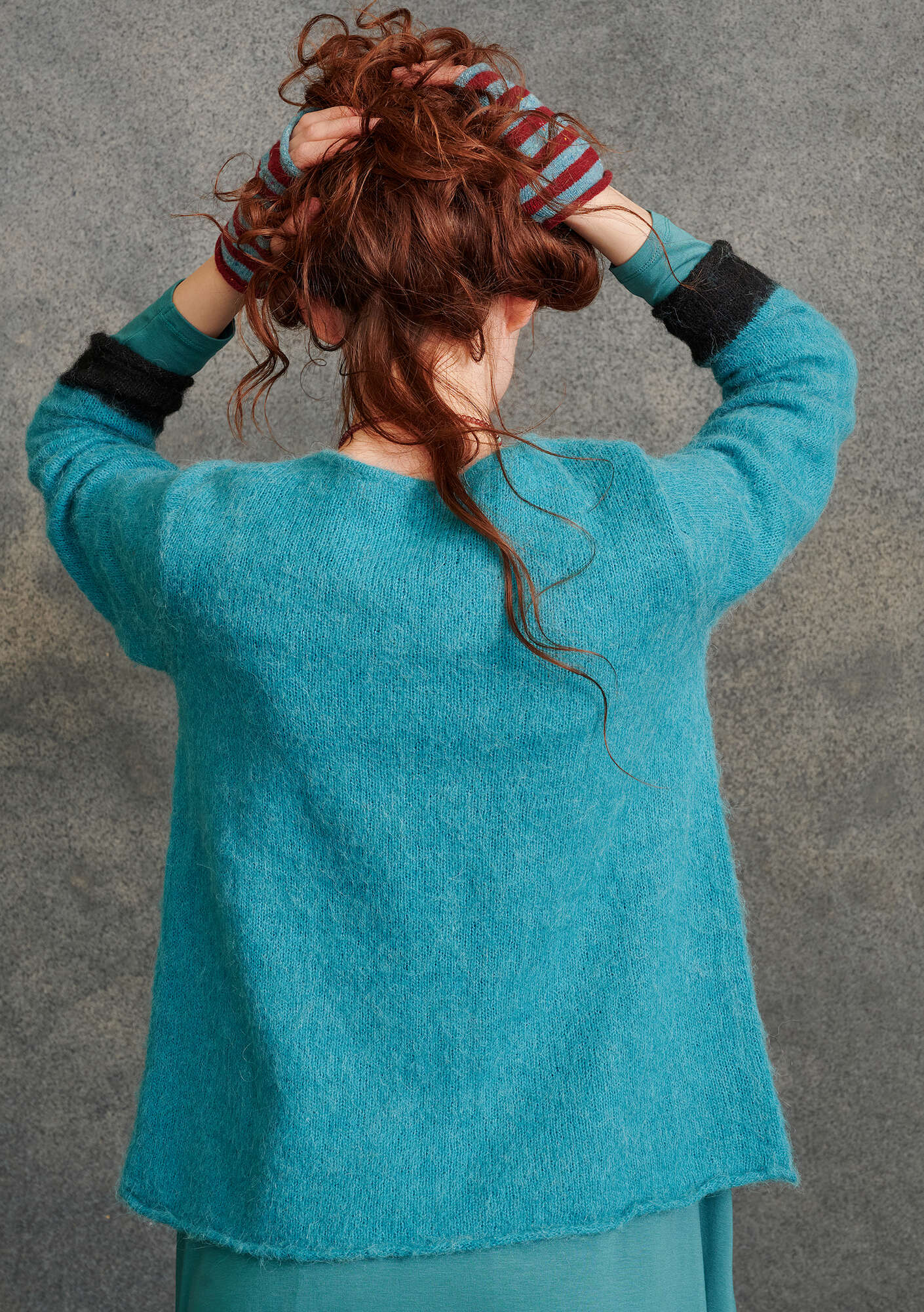 Sweater in brushed alpaca blend turquoise thumbnail