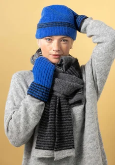 “Stripe” alpaca blend scarf - dark ash grey