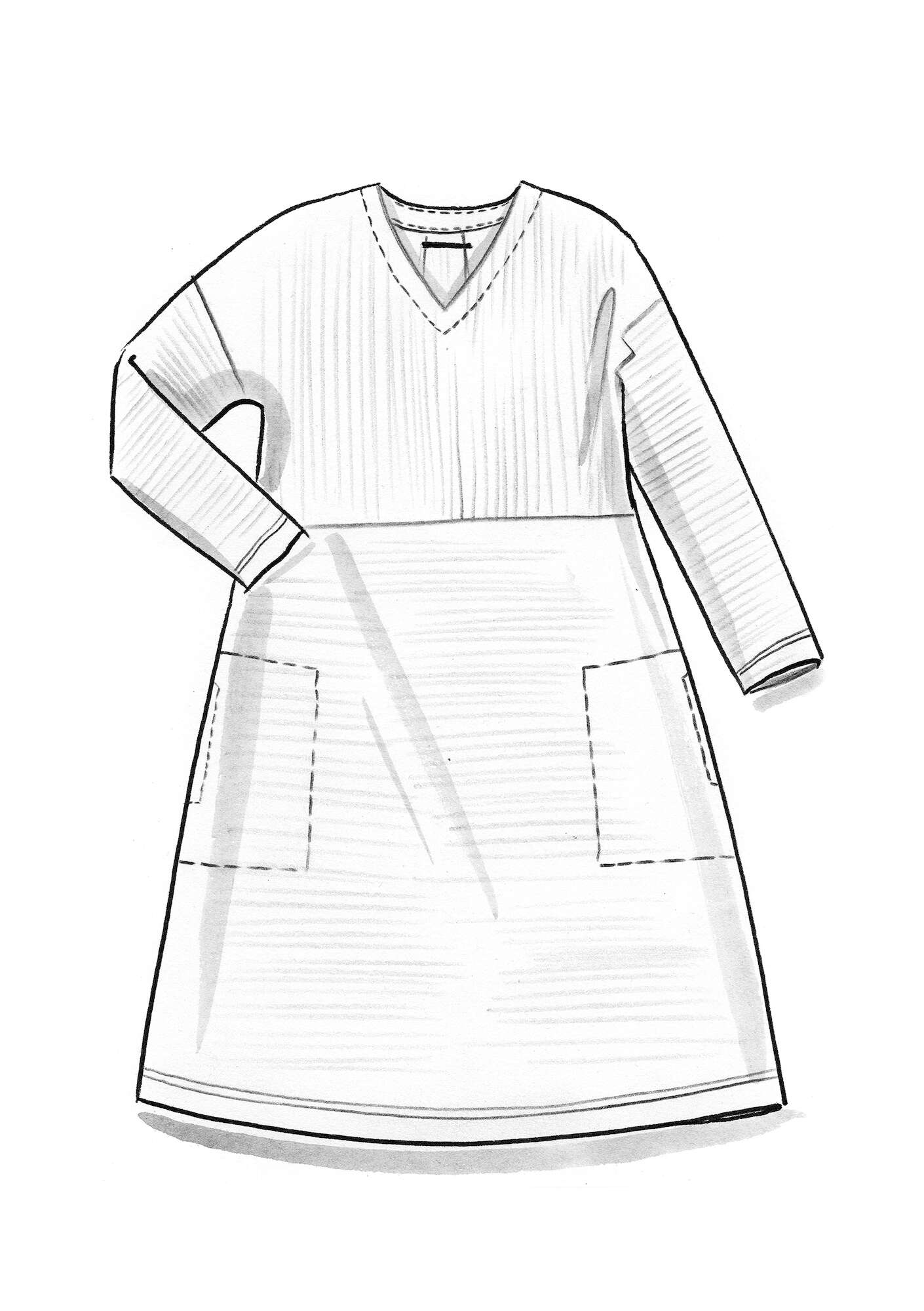 Velour dress in organic cotton/recycled polyester/spandex indigo