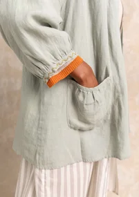 Künstlerbluse „Amber“ aus Leinen - minze