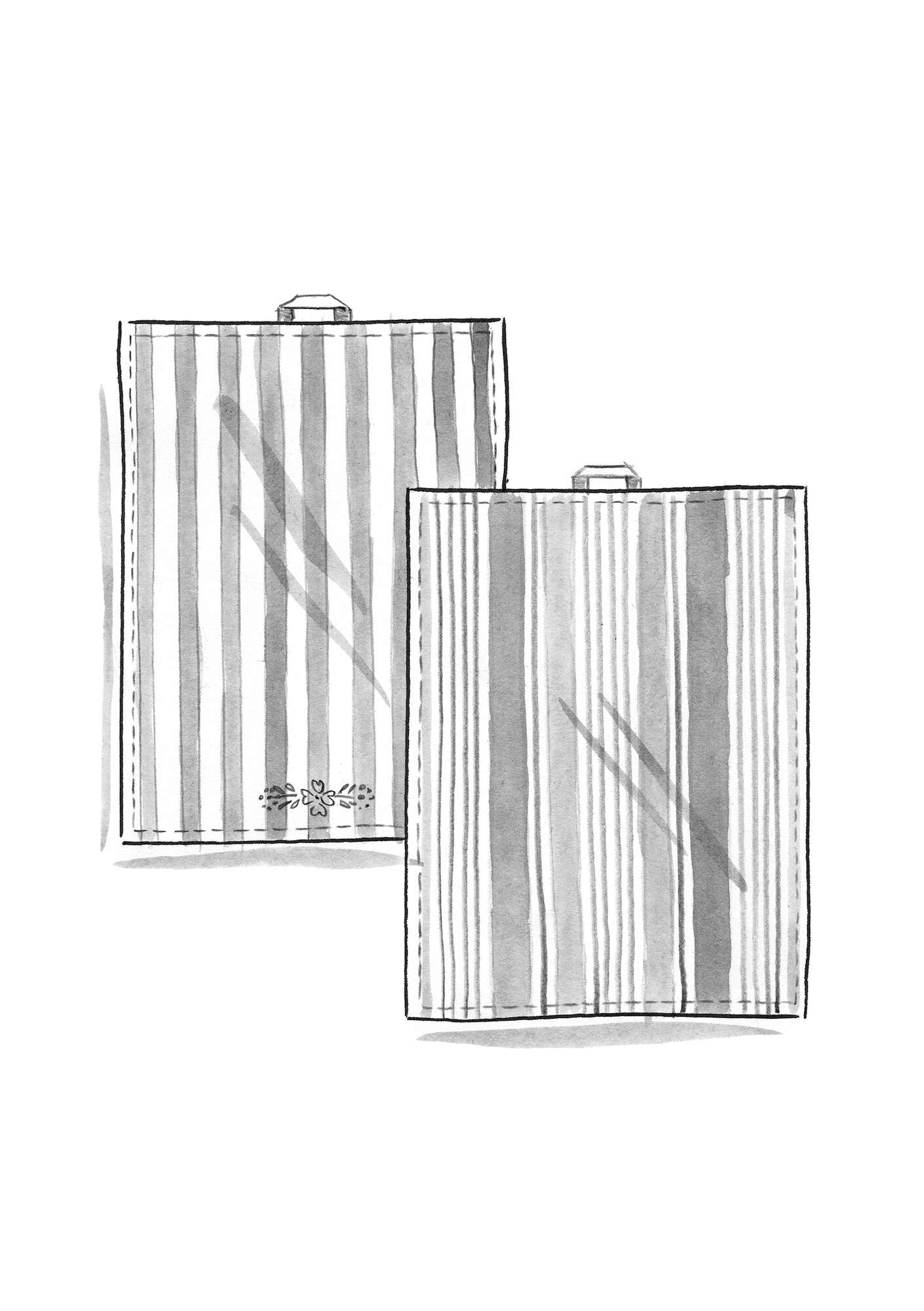 Striped tea towel made of organic cotton, 2-pack graphite