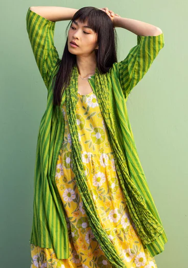 Kleid „Serafina“ aus Öko-Baumwollgewebe - waldgrün-gemustert