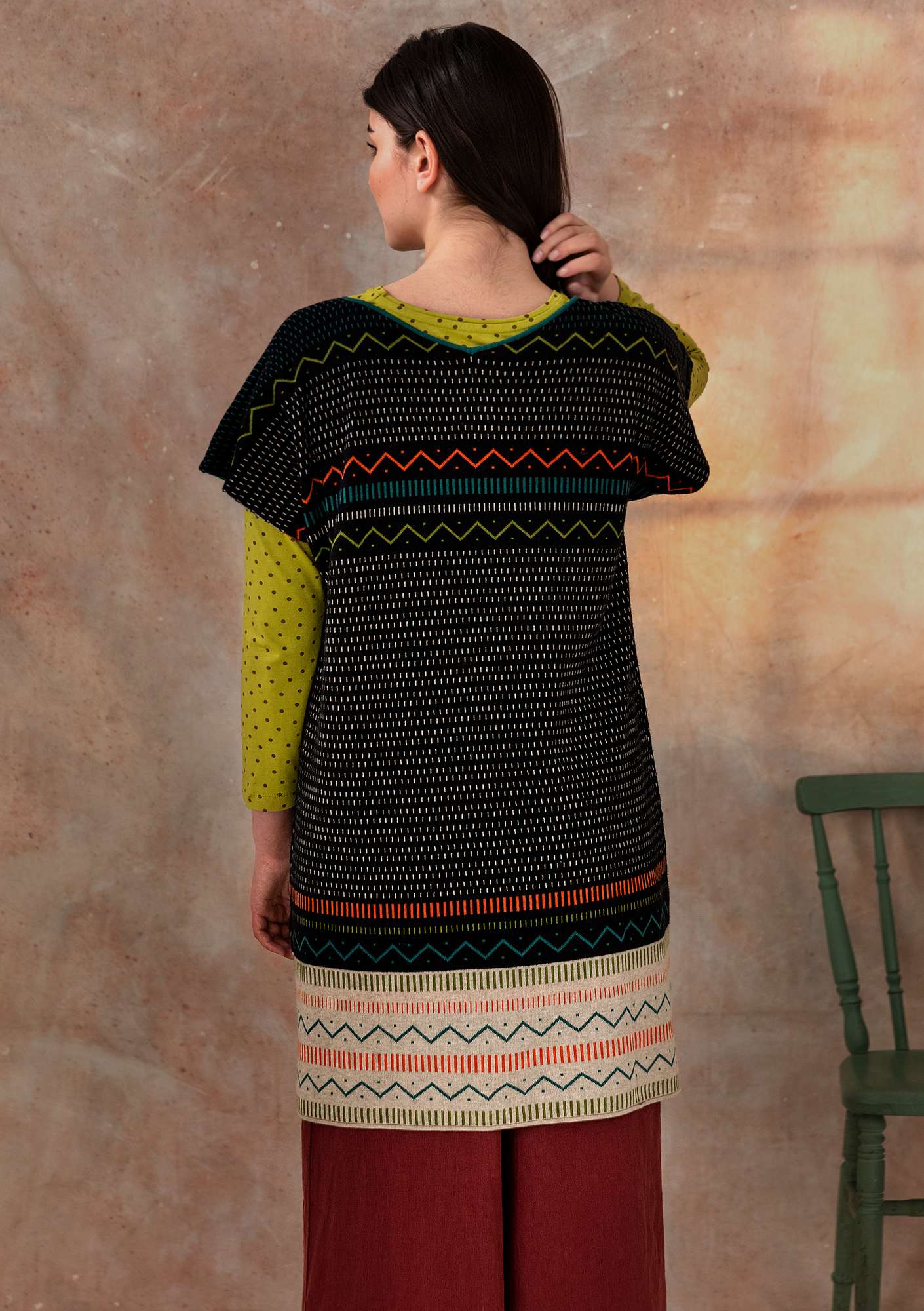 “Strikk” tunic in a recycled cotton knit fabric black thumbnail