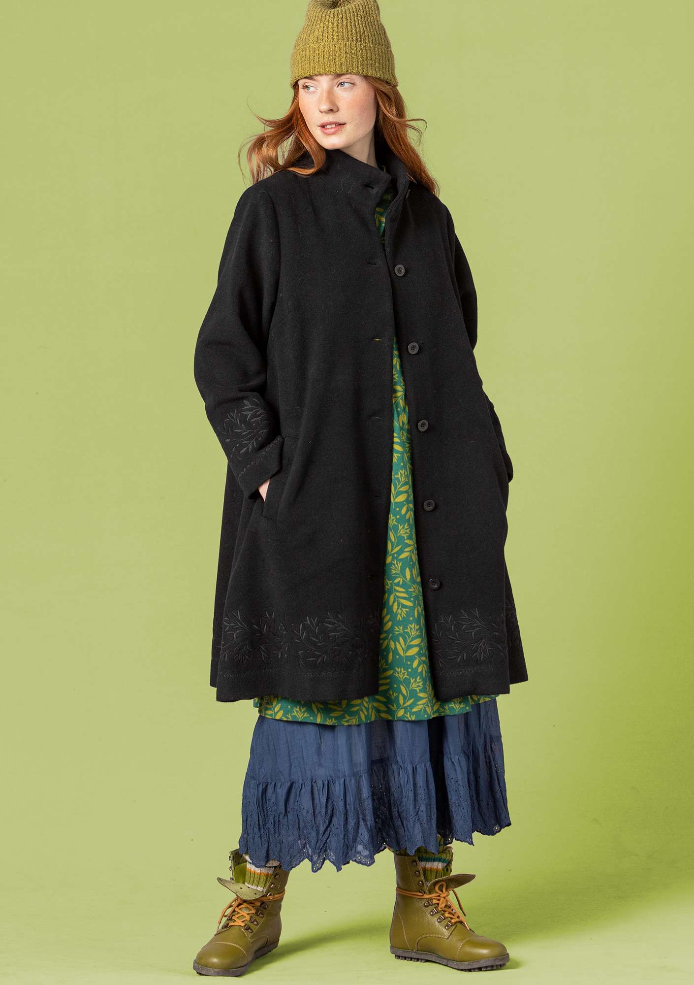 “Mynta” recycled wool/polyester coat black thumbnail