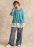 Wool/cotton/alpaca sweater (teal/melange S)