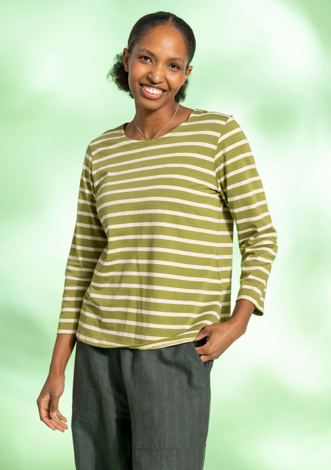 Wrap top - katoen stretch- appel groen main image 1