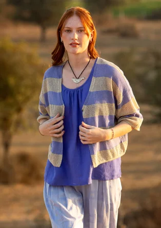 Gilet en lin/coton recyclé. - lavande foncée/naturel