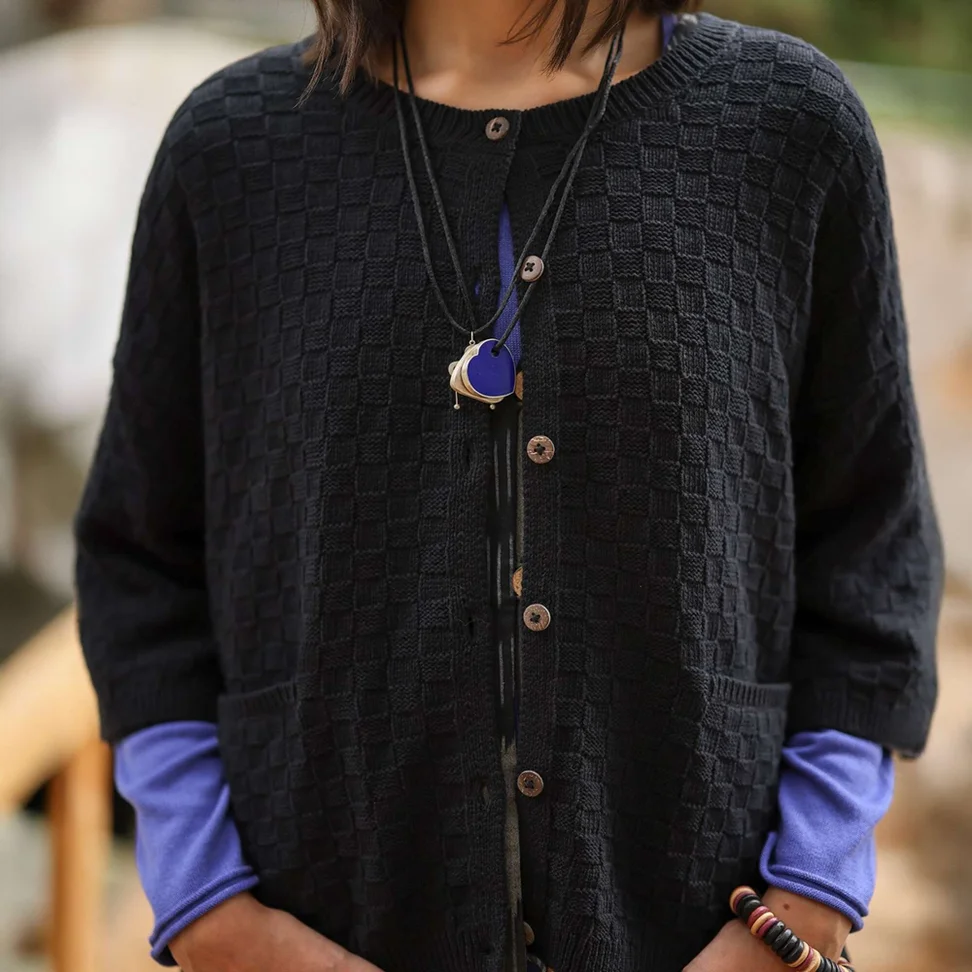 Strickjacke aus Bio-/Recycling-Baumwolle - schwarz