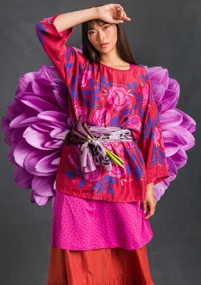 Blouse "Rose Garden" en soie - cranberry