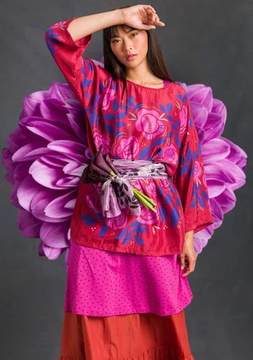Blouse "Rose Garden" en soie - cranberry