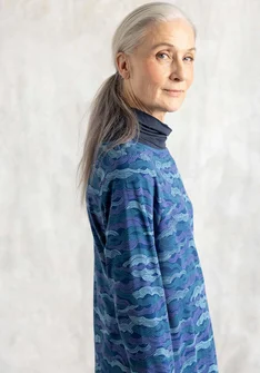 “Mona” cotton/elastane jersey dress - indigo blue/patterned