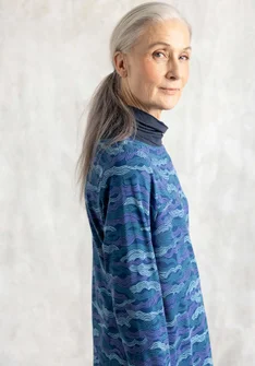“Mona” cotton/elastane jersey dress - indigo blue/patterned