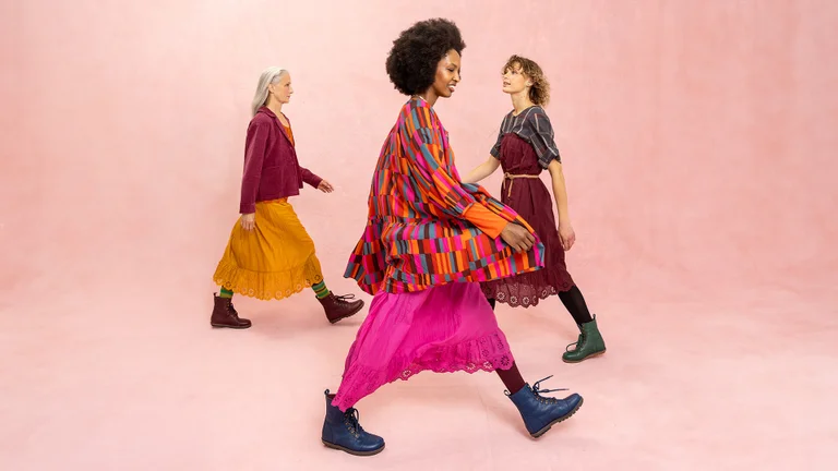 A video of models posing and walking around in underskirts from Gudrun Sjödén.