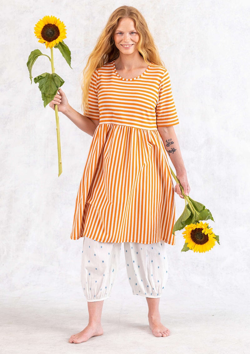 Striped jersey dress in organic cotton mountain ash/unbleached