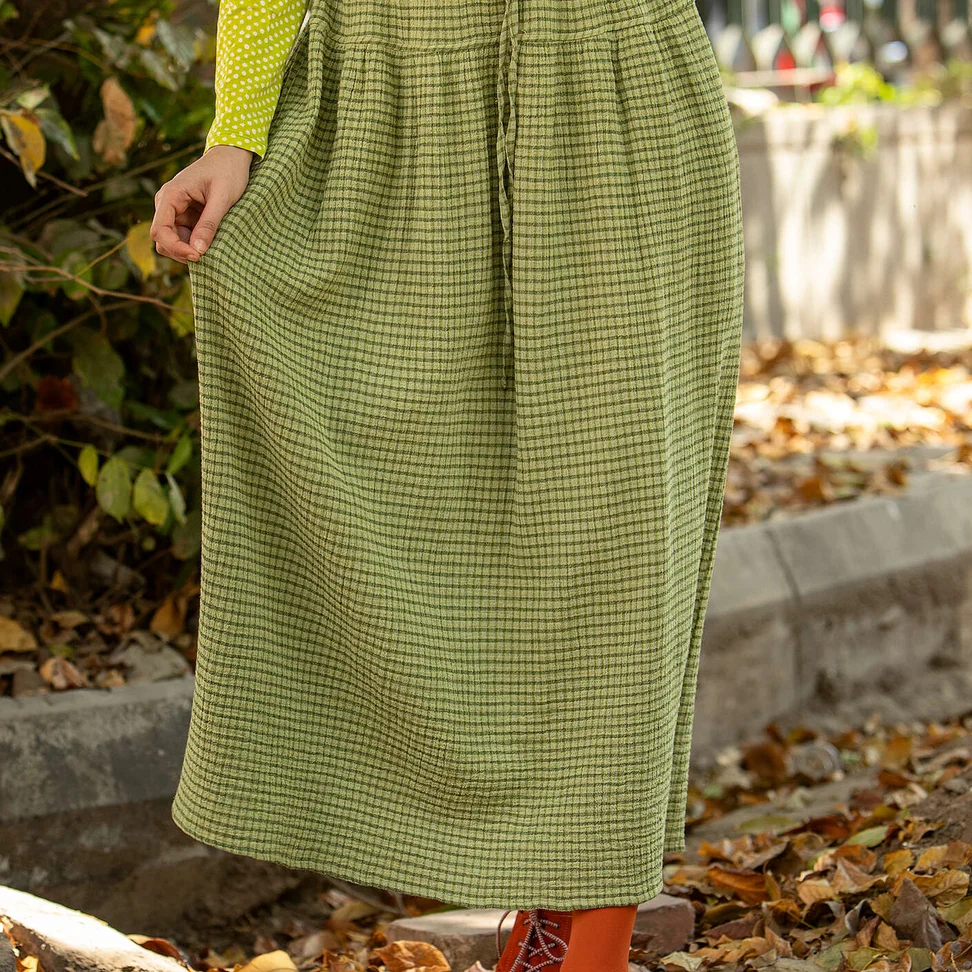 “Noira” woven organic cotton skirt - grass green