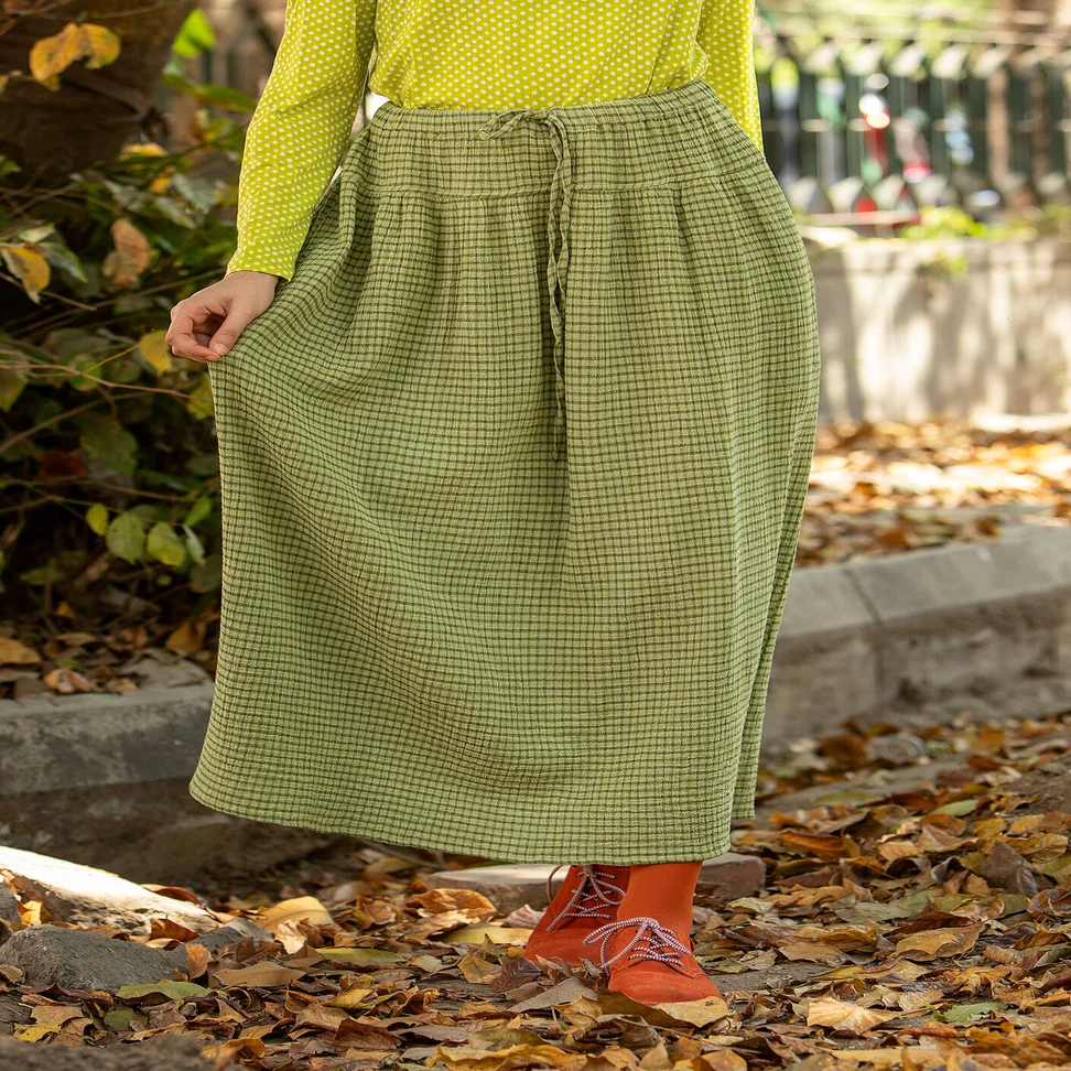 “Noira” woven organic cotton skirt - grass green