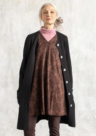 Langstrickjacke aus gefilzter Bio-Wolle - schwarz