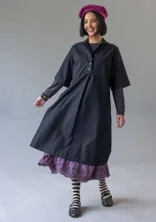 Cotton/linen dress with a collar - black