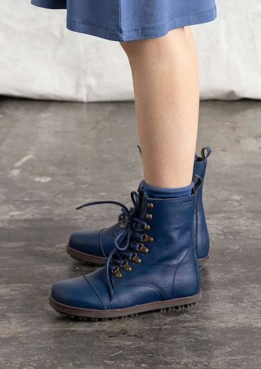 Bottines en cuir nappa - bleu indigo