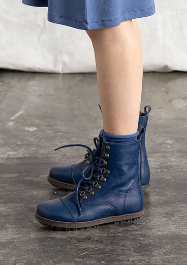 Bottines en cuir nappa - bleu indigo