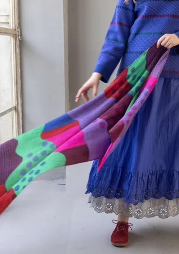 “Kaan” woven shawl in wool - aubergine