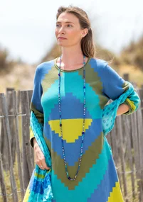 Strickkleid „Cape“ aus Bio-Baumwolle - leinenblau