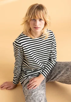 Essential striped top in organic cotton - black/ecru