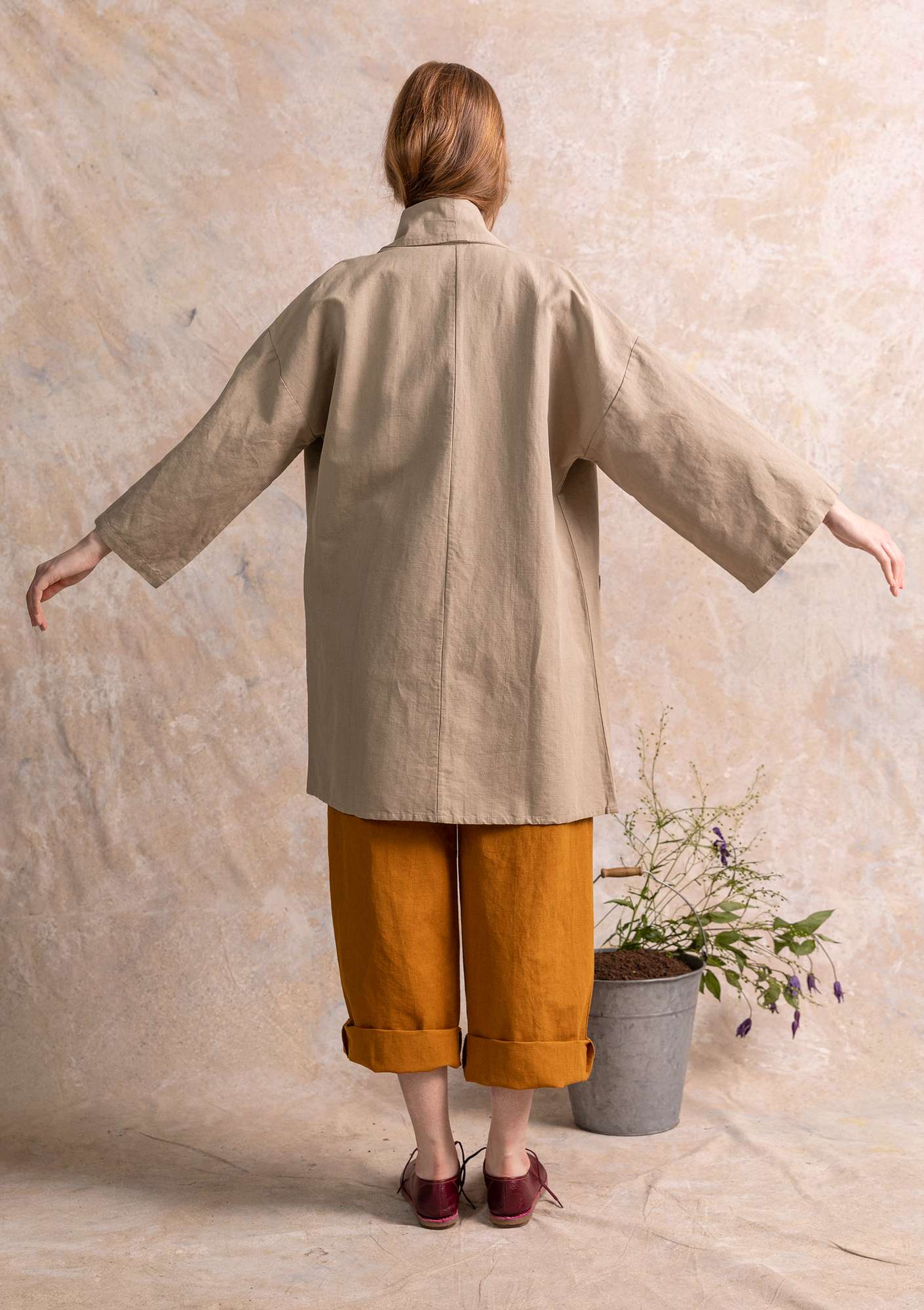 Kimono jacket in organic cotton/linen dark natural thumbnail