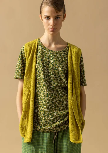 Linen/recycled cotton knit fabric waistcoat - lime green