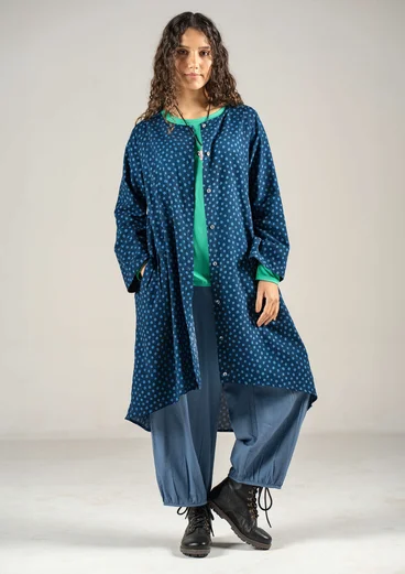 “Olivia” woven organic cotton dress - ink blue/patterned