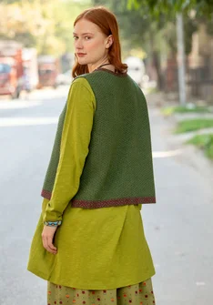 Strickpullunder „Helena“ aus Lammwollmischung - grasgrün-melange