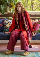 “Louise” knitted wool blend scarf - helleborus