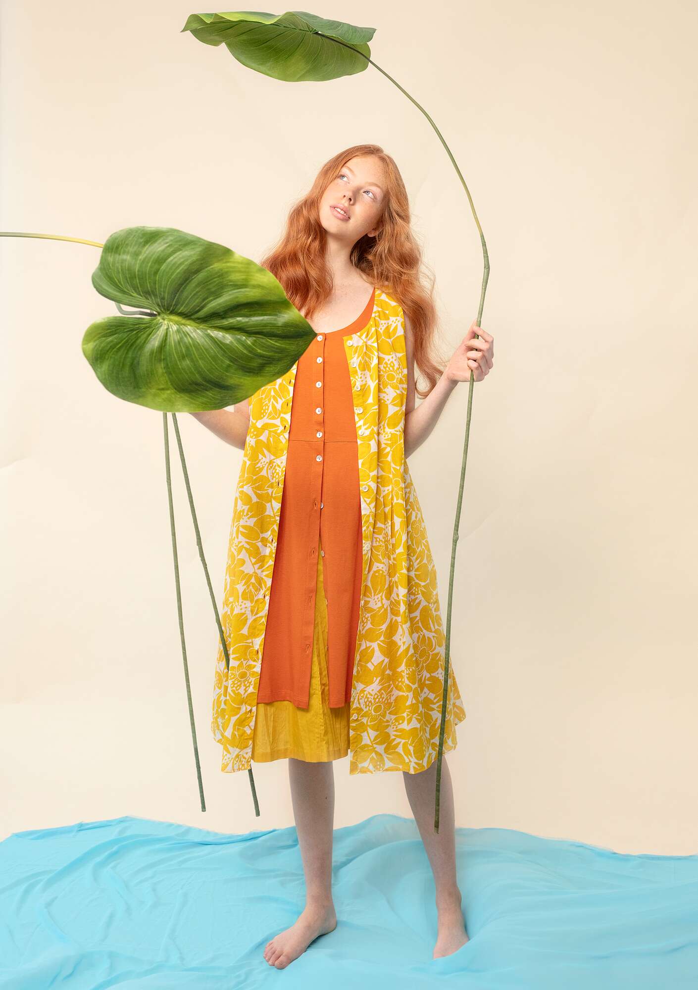 Kleid „Lotus“ aus Öko-Baumwollgewebe ananas-gemustert thumbnail