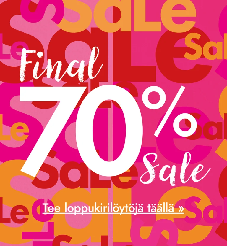 A graphic collage with a pink background and the word “Sale” in various sizes and colours.