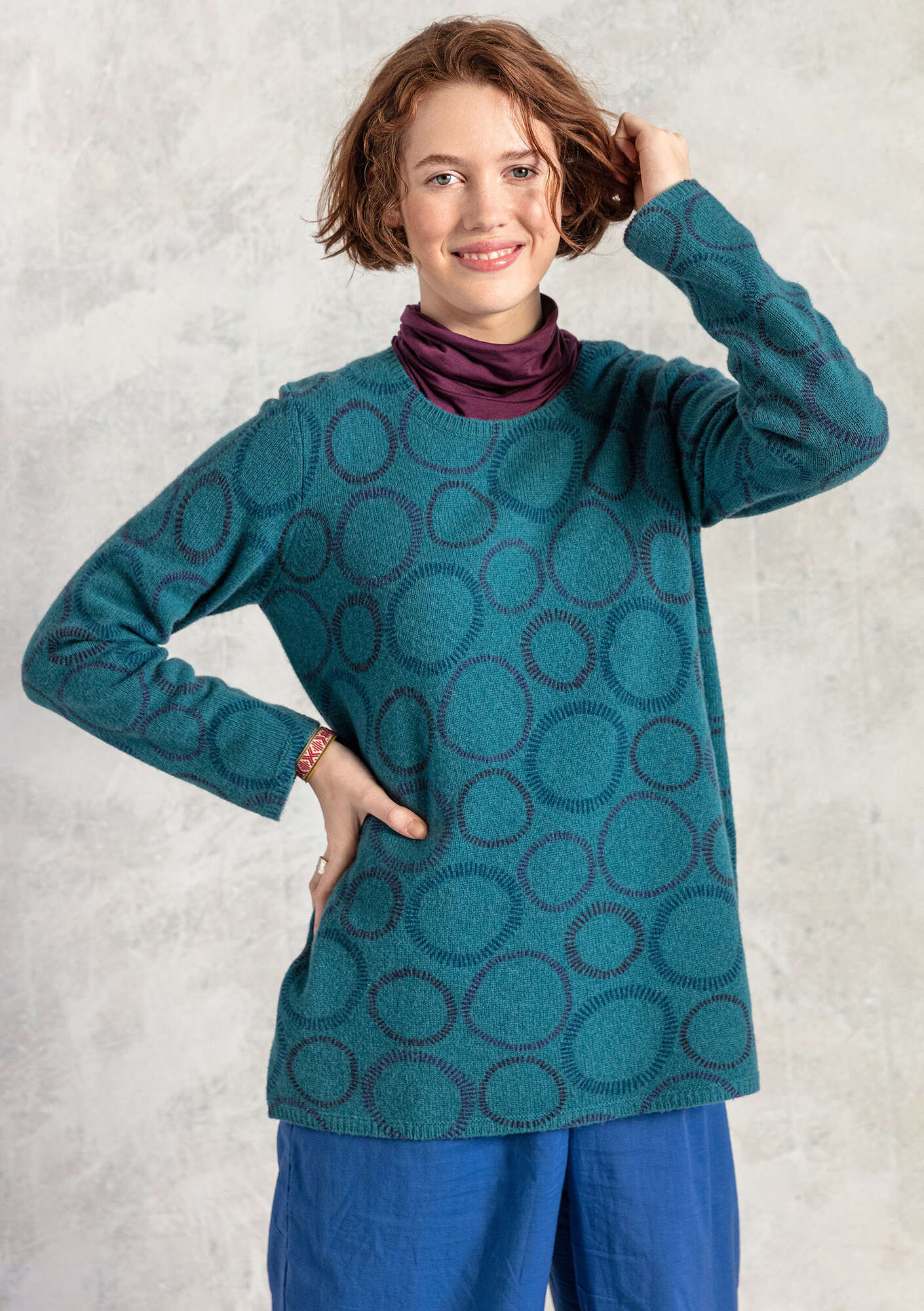 Pullover „Celia“ aus Wolle indigofera/gemustert thumbnail